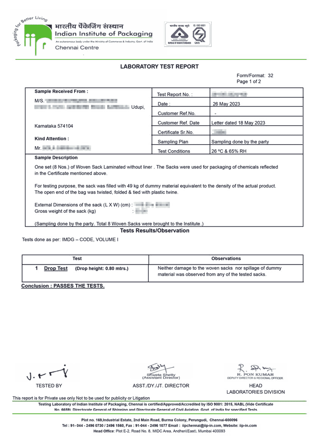 UN Test Report