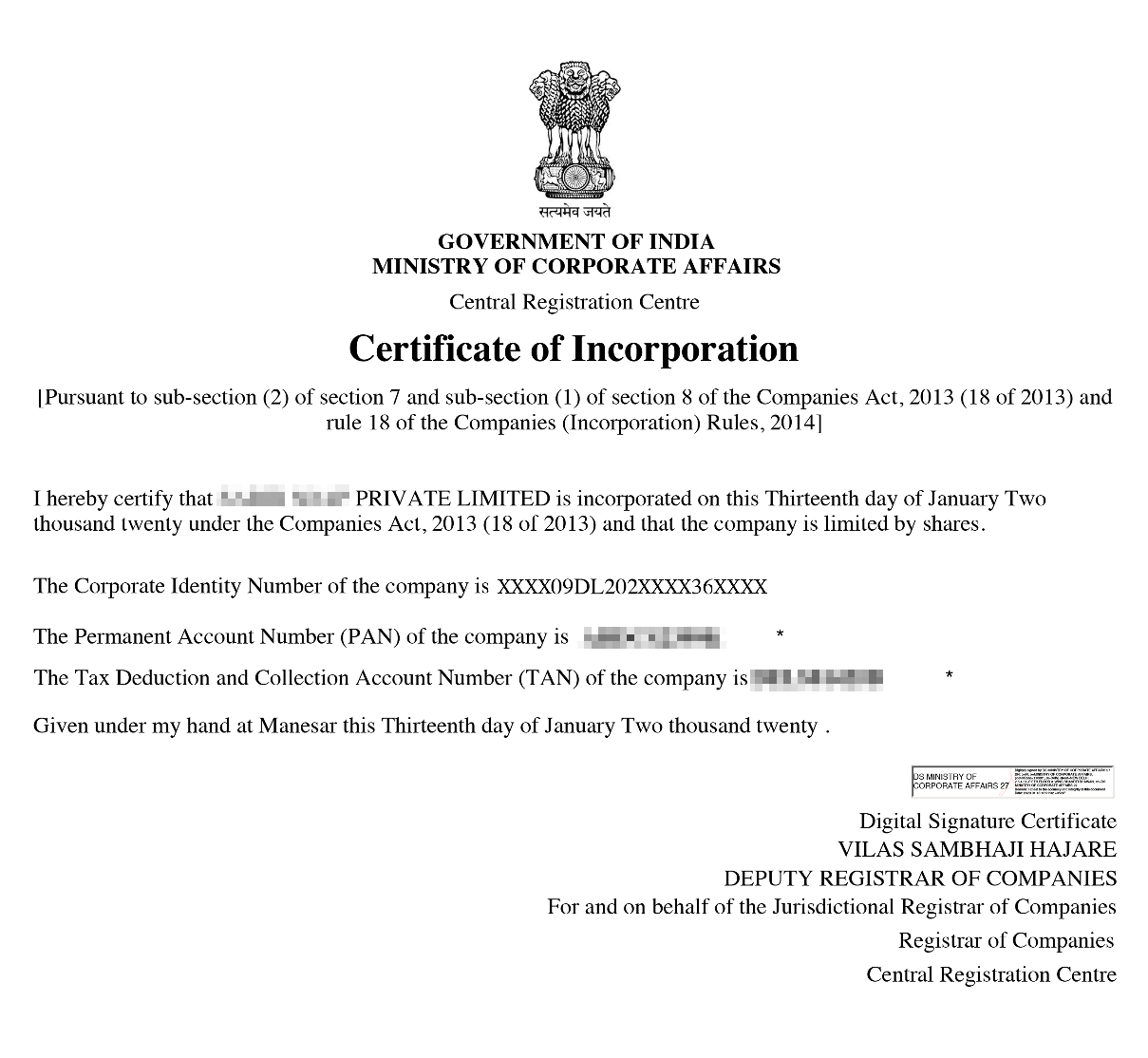 Private Limited Company sample