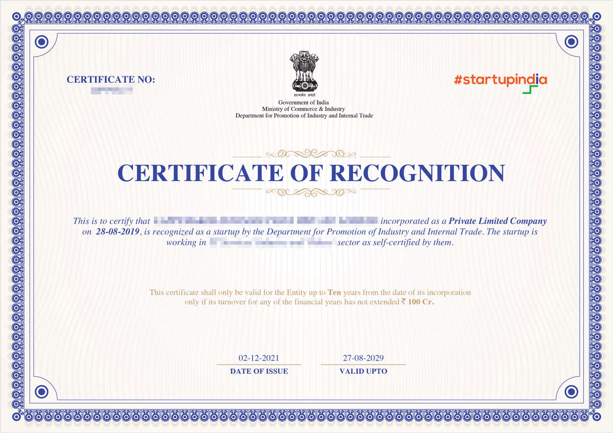 Startup India Registration Company sample